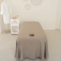 Housse de table de massage et de lit de soin du visage marron, légère et douce, 190x80x60cm, couverture intégrale