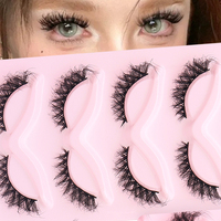 DINGSEN 5 paires de cils en gros, bandes de cils 3D, cils œil de chat, faux cils en vison, cils volumineux et naturels