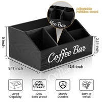 Organizador de Estación de Café de Madera para Encimera con Divisores Ajustables - Almacena Cápsulas K-Cup, Botellas de Sirope, Té y Café para Cocina/Oficina