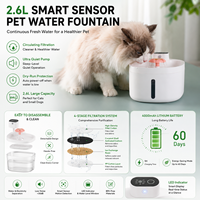 Fontaine à eau automatique portable moderne pour chat et chien en ABS blanc, batterie 4000 mAh, sans fil, capteur de mouvement intelligent, 2,6 L