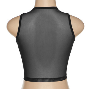 Top Corto Sexy de Moda para Mujer, Estilo Club, Sin Mangas, Casual, Transparente, Ajustado - Product Image 6
