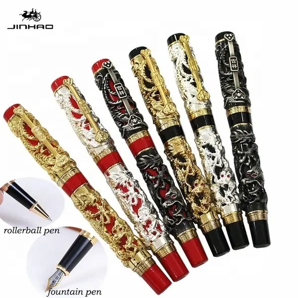 JH-679 jinhao dragon phoenix caneta de fonte, luxuosa, vintage, de relevo