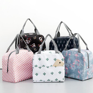 Custom cartoon print children lunch box cooler bag canvas insulated lunch bag for kids women