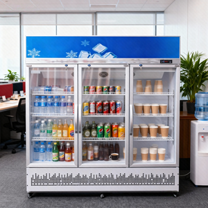 Réfrigérateur à boissons commercial à 3 portes, refroidissement direct, affichage numérique, refroidissement par air, étagères réglables pour boissons froides - Product Image 1