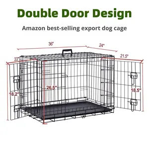 כלוב כלבים גדול מתקפל עם דלת כפולה ותיל מוצפן, למכירה חמה, מתאים לקורגי, שיבה אינו, יצרן חיות מחמד, סיטונאי - Product Image 6