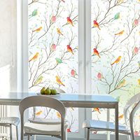 GANI Frühlingsblumen Vogel Elektrostatischer Wandaufkleber Glasfenster Dekoration Abziehbilder Dekor Tapete Abnehmbare Tür- und Fensterfolie
