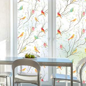 ملصق جداري كهروستاتيكي من GANI بتصميم زهور الربيع والطيور، زخرفة للنوافذ الزجاجية، ديكور قابل للإزالة، ورق حائط، فيلم للنوافذ والأبواب - Product Image 3