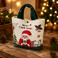 Sac fourre-tout de Noël personnalisable, durable, imprimé en couleur, motif Père Noël mignon, idéal pour les cadeaux de fête, les achats de fin d'année et les offres promotionnelles