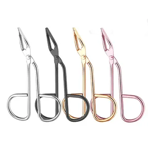 Stainless Steel Scissors Shaped Eyebrow Tweezers Clip Flat Straight Tip Tweezers Brow Hair Plucker Remover