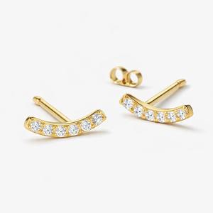 Aretes de Diamantes con Barra Curva de Oro de 14K DHANI JEWELS, Claridad VS, Piedras Naturales, Hipoalergénicos, Joyería Fina de Alta Gama - Product Image 1