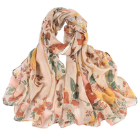 Selendang & Syal Wanita Motif Bunga Bahan Polyester Ringan 70x70cm, Bernapas, Cocok untuk Musim Semi dan Semua Musim