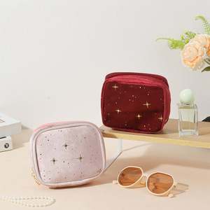 Bolsa de Maquillaje de Terciopelo con Forma de Chica, Diseño Cuadrado, Cierre de Cremallera, Multifuncional, Portátil - Familia <span class=keywords><strong>Gina</strong></span> - Product Image 3