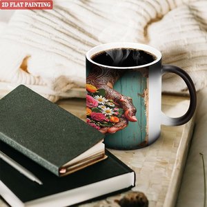 Mug en céramique réutilisable 11oz Noir givré Sensible à la chaleur Tasse à thé et à café - Product Image 3