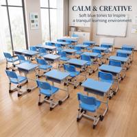 Ensemble de bureau et chaise d'école réglables en gros pour projets |   Table d'étudiant durable en MDF |   Usine de mobilier scolaire ergonomique