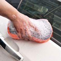 Éponge de lavage de voiture en microfibre à mailles, fabriquée en Chine, avec poignée ergonomique profilée pour le lavage des roues, des pneus et de la carrosserie