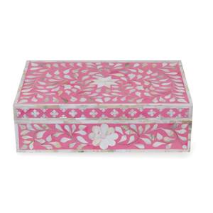 Caja organizadora de joyas con incrustaciones de hueso decorativas hecha de madera de alta calidad disponible en múltiples colores y estilos de La India - Product Image 3