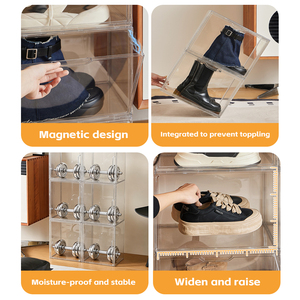 Grandi Contenitori Impilabili in Plastica per Scarpe, Scatole Porta Scarpe con Porta Magnetica, Facili da Pulire, Borse Portatili in PP per Sneakers - Product Image 4
