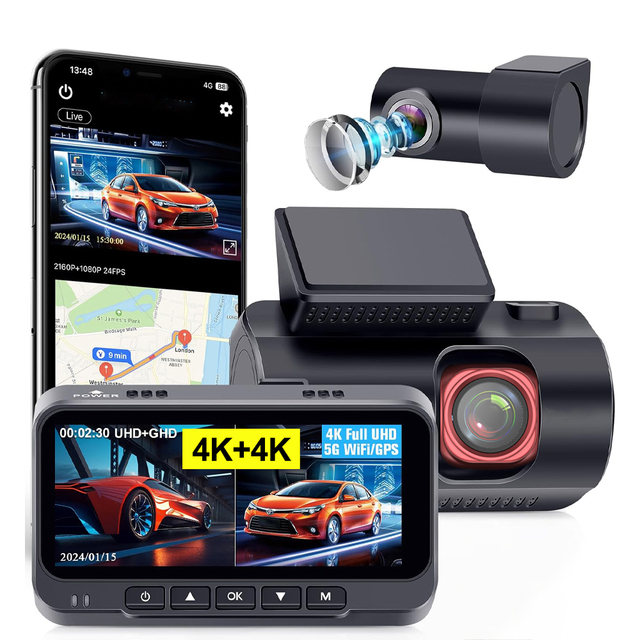 Factory 3.19" Screen IPS Dashcam 4K 5G Wifi Built-in GPS Car Dash Cam 4K Front and 4K Rear Black Box HDR Dash Cam Camera ZD72P