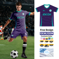 Maillot de football EXON Soft Feel avec design classique à col en V, Vareuse De Football pour les fans de clubs européens