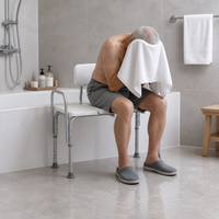 Chaise de bain légère en alliage d'aluminium avec dossier, antidérapante et drainante, pour personnes âgées et handicapées, soins à domicile
