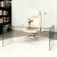 WISEMAX FURNITURE Meubles de style nordique simple Bureau en verre acrylique transparent Chambre à coucher Table de maquillage Table de lecture Table de bureau pour la maison