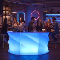 Meubles de bar extérieur de luxe au design moderne avec éclairage LED, comptoir de bar mobile, tabourets et chaises, table à cocktails, ensemble chicha pour événements