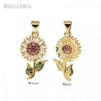 Bijoux en cuivre, zircon cubique, fleur de tournesol, pendentif croco à breloques pour collier, bricolage, accessoires pour femmes, vente en gros