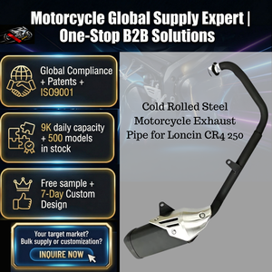Loncin <span class=keywords><strong>ท่อ</strong></span>ไอเสีย<span class=keywords><strong>มอเตอร์ไซค์</strong></span>เหล็กรีดเย็นสีดำสำหรับ Loncin CR4 250 - Product Image 1