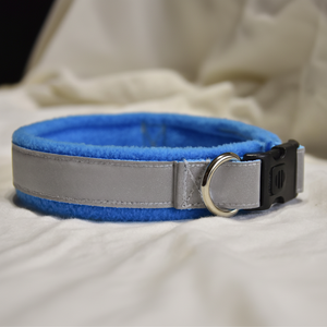 ปลอกคอสุนัขปรับได้, ขนแกะเรียงราย, สีฟ้าคราม, สะท้อนแสง, - Product Image 1