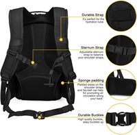 Sac à dos tactique 28L, sac d'assaut 3 jours, grande capacité, système Molle, fermeture éclair antivol, Oxford, sport, cyclisme - Noir