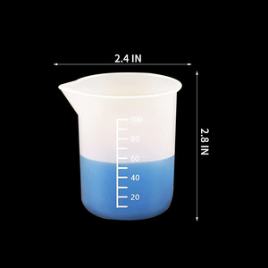 Juego de Tazas Medidoras de Silicona para Resina Epoxi, Antiadherentes, Lavables, Graduadas de 100ml, 250ml y 600ml, con Varilla Mezcladora Azul - Product Image 6