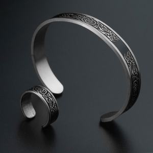 Conjunto de Joyería Hip Hop, Brazalete de Acero Inoxidable con Nudo Celta Irlandés, Brazalete Vintage, Amuleto, Joyería para Hombre - Product Image 1