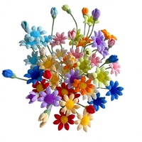 Bouquet de petites chrysanthèmes bleus au crochet, produit fini, marguerites en fil tricoté à la main, fabriqué en Chine