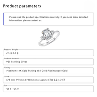 Bague de fiançailles classique en argent sterling 925 avec trois pierres de moissanite taille émeraude de 2 à 4 carats pour mariée et anniversaire MR0227