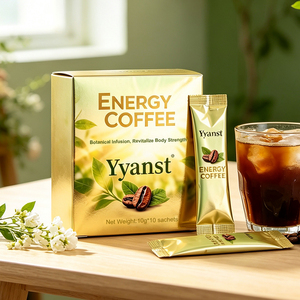 Café Energético Botánico Dorado Brillante 10g*10 Sobres, Cartón Dorado Metálico para Viajes y Hogar, Revitaliza y Fortalece Todo el Cuerpo, OEM - Product Image 4