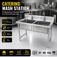 Station de lavage commerciale en acier inoxydable, conception à pieds croisés, fabrication directe OEM ODM, pour restaurants, hôtels et écoles