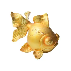 Home Decoratie Polyresin Goudvis Beeldje Nautische Decor Hars Gouden Vis Standbeeld Tafelblad Fengshui Decoratie