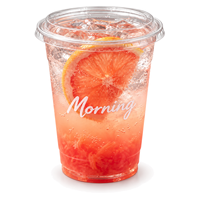 Gobelets en PET transparents imprimés sur mesure avec couvercle, jetables, pour boissons froides (jus, soda), vente en gros pour marques