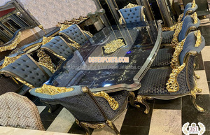 Ensemble de table à manger en bois traité sculpté à la main de style vintage moderne, taille personnalisée, meubles de salle à manger antiques durables, DSTEXPORTS - Product Image 6