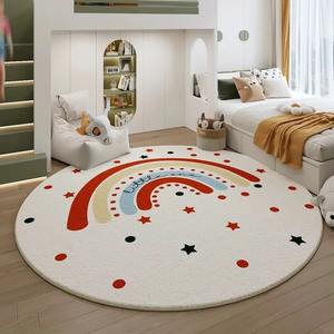 Alfombra Circular Arcoíris, Linda Alfombra Antideslizante para Cuarto de Niños, Sala de Juegos, Alfombra Educativa Lavable para el Hogar - Product Image 2