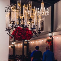 ZT-361 Décoration internationale 25 bras mariage candélabres en métal avec cylindre en verre