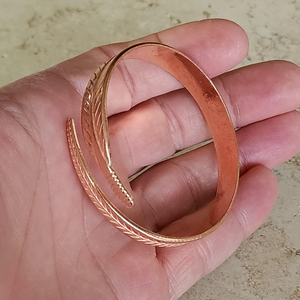 Arthritis Pain Relief Adjustable Trendy Feather Texture Boho Style Bracelet Women Men Jewelry 99.99% Pure <b>Copper</b> Custom <b>Bangle</b> - Product Image 6