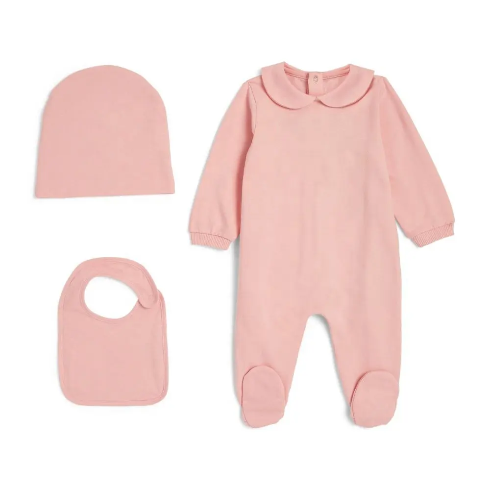 Frühjahr Herbst Langärmelig Baumwollanzug Beanie und Beanie Set einfarbige Babysets Strampler