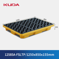 Palette de rétention des déversements KUDA 12585A-FSLTP, bac anti-fuite et résistant à la corrosion pour déchets industriels dangereux 1250x850x155mm