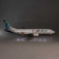 Modèle d'avion en résine Boeing 737 MAX 8 Flydubai à l'échelle 1/85, 47 cm, avec LED et trains d'atterrissage, objet de collection