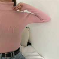 Pull-over en tricot d'hiver OEM pour femmes, haut à manches longues, col roulé, pulls basiques, vêtements pour femmes