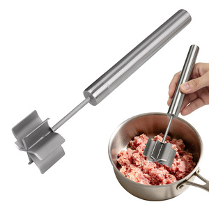Écrase-viande en acier inoxydable de 11,6 pouces à 6 lames, outil robuste de qualité alimentaire pour hacher le bœuf haché, écraseur de hamburgers, gadgets de cuisine - Product Image 1