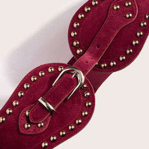 <span class=keywords><strong>Ceinture</strong></span> large élastique en <span class=keywords><strong>daim</strong></span> avec rivets pour <span class=keywords><strong>femme</strong></span>, élégante et ajustable - Product Image 3