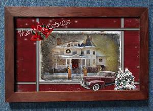 Moldura de madeira personalizada para decoração de paredes de Natal, imagem de Papai Noel impressa em tela com luzes LED, decoração para casa - Product Image 6