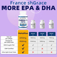 Capsules d'huile de poisson oméga 3 en gélules molles 1200 mg EPA 900 mg DHA Sans gluten Complément alimentaire pour adultes
